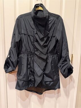 G.E.T. Nylon Ruffle Front Anorak Women’s Navy Jacket